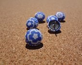 Blue and White Flower Push Pins