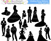 INSTANT DOWNLOAD, wedding party clipart, silhouette clipart, for greeting cards, announcements, scrapbooking Il_170x135