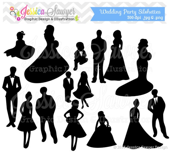 free wedding party silhouette clip art - photo #14