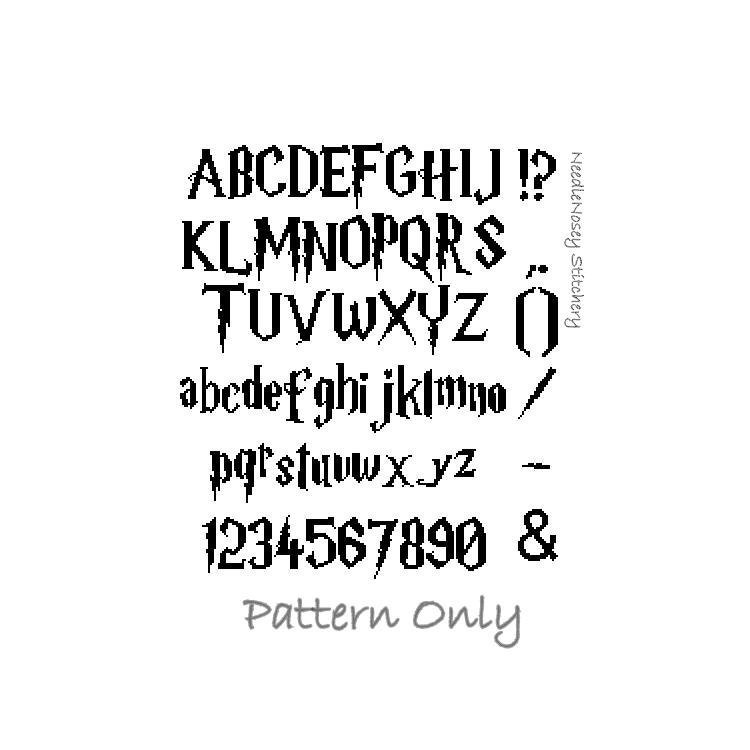 Harry Potter Cross Stitch Pattern, Instant Download, Harry Potter Alphabet Pattern PATTERN ONLY