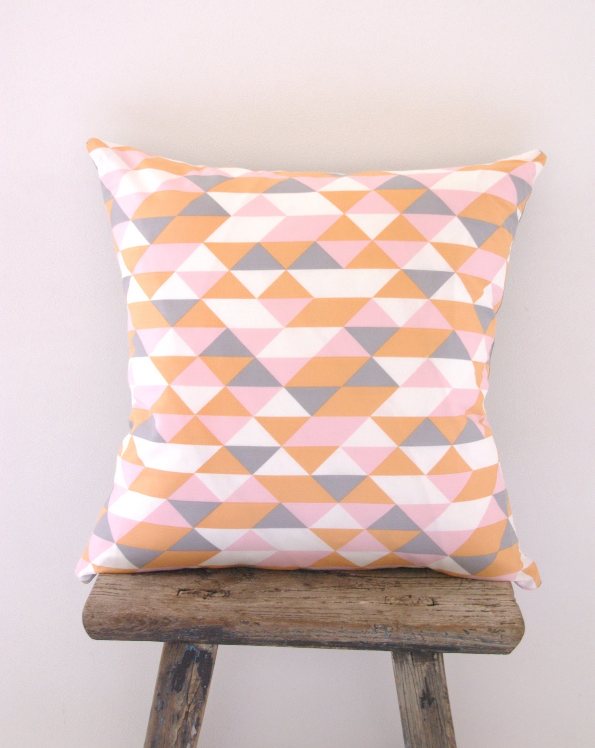 Cushion Cover Pastel Geometric Triangle Print Organic Cotton - NeonVintageDesign