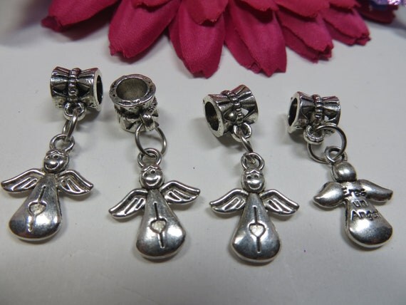 4 pcs Tibet Silver Angel Dangle Charms