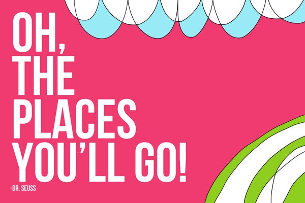 oh the places you'll go - dr. seuss wall art - girly nursery print