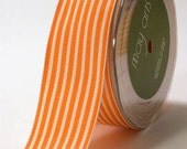 CLEARANCE 1 yard Grosgrain Stripe - Orange/Ivory