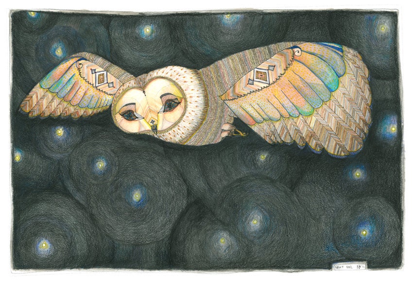 Limited Edition - Night Owl - Owl print on quality archival paper. A2 (60 x 42cm) - edition of 100.