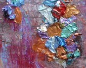 Ghosts of Paintings Past Acrylic On Canvas Metallic Abstract Small Multicolor Texture Painting With Dried Paint Scraps