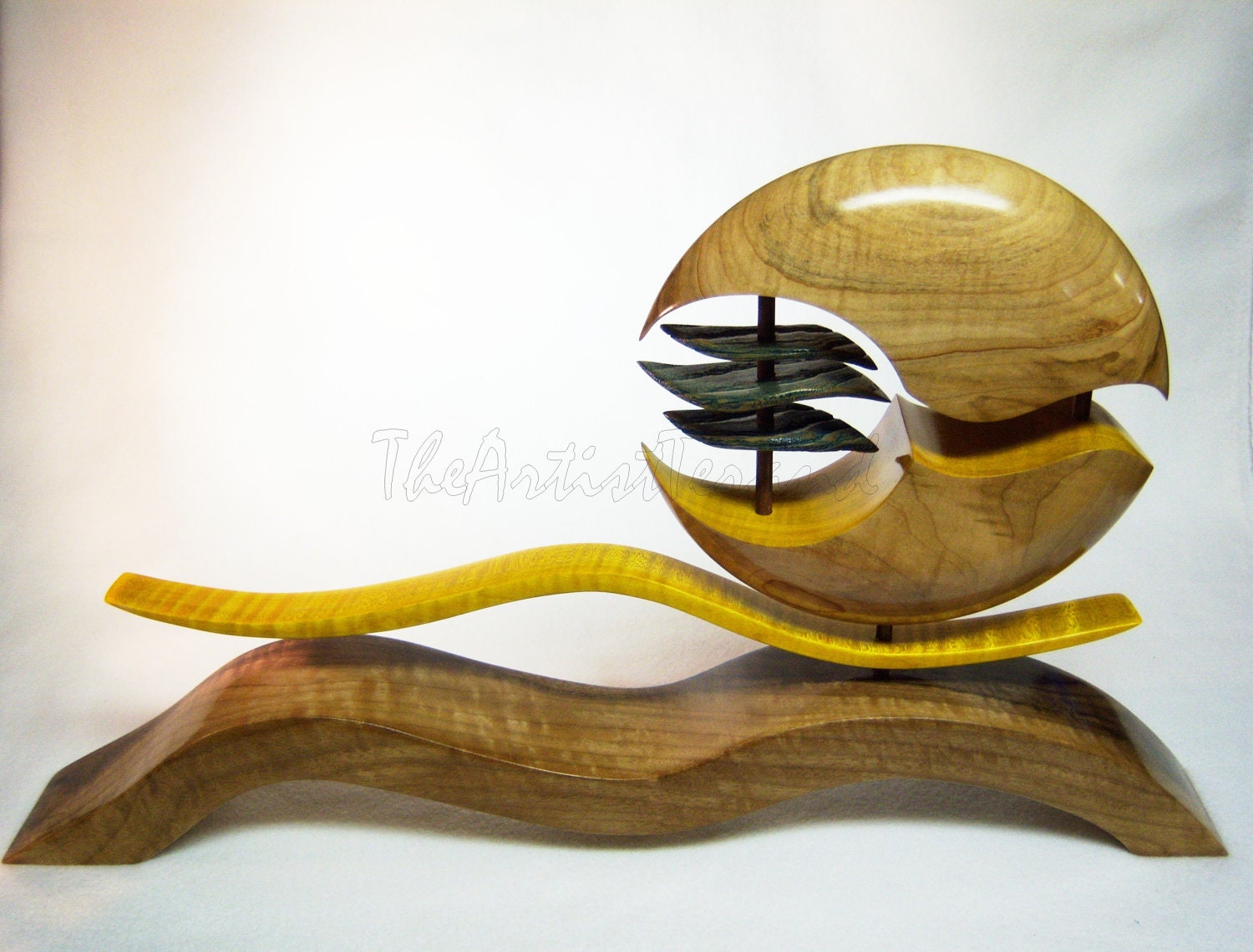 Wood Art Sculpture - Oriental Collection - Hand dyed and Sculpted Wood / Art by Akita Wood Works