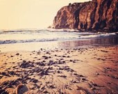 Beach Photography, seascape, sunset, earth tones, pacific, brown gold, rocks, pebbles, romantic, nautical, rustic, California, dreamy, fPOE