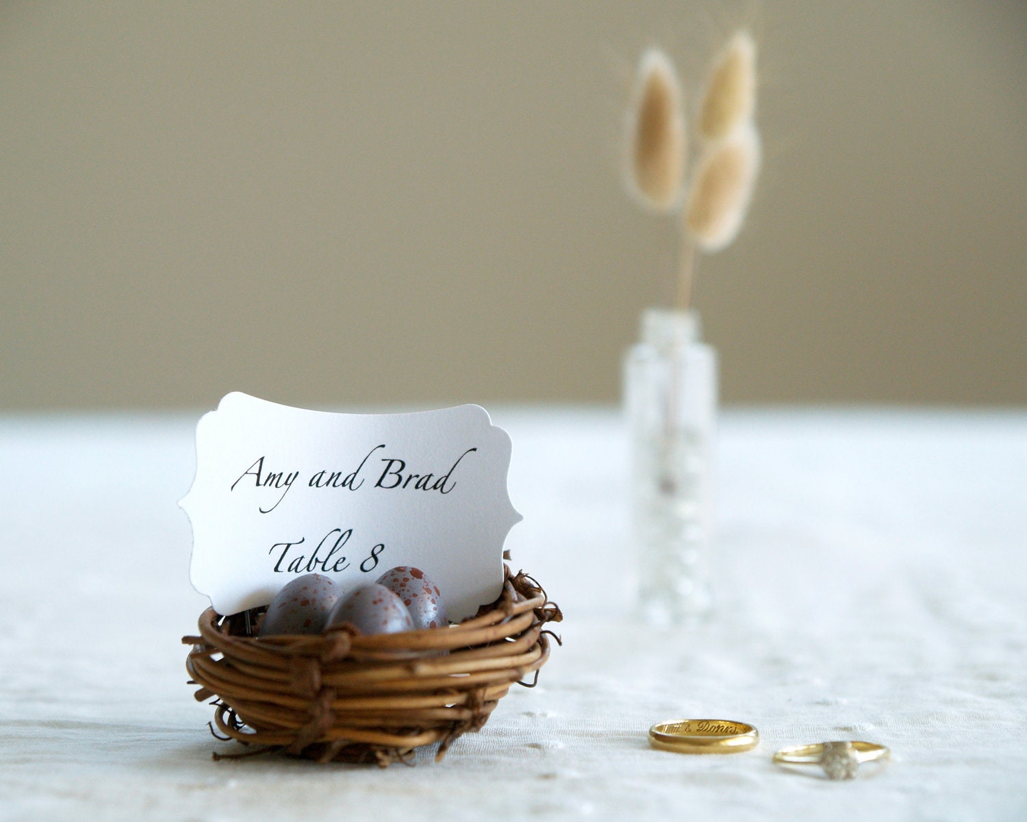 Lavender Wedding Table Decorations, Nest Place Cards 10 Woodland Seating holder Rustic Favor Easter Pastel Baby Shower Purple Spring