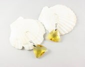 Triangle Earrings -Yellow Crystal -Geometric