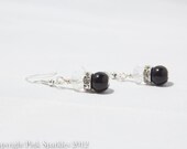 Black Pearl and Crystal Earrings