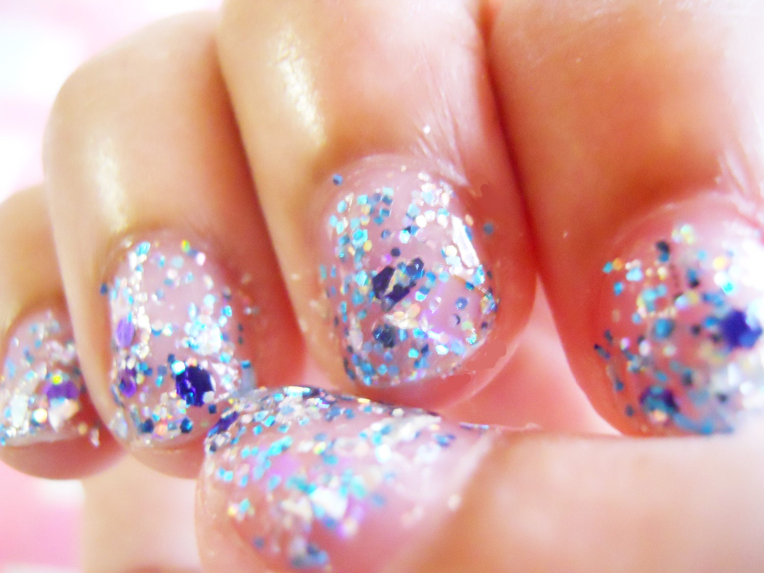 Iridescent and Blue Holo Clear Glitter Nail Polish - A Mermaid Tale Mini Size Bottle 0.18 oz Mermaid Nail Polish
