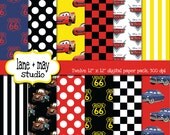 cars themed digital scrapbook papers