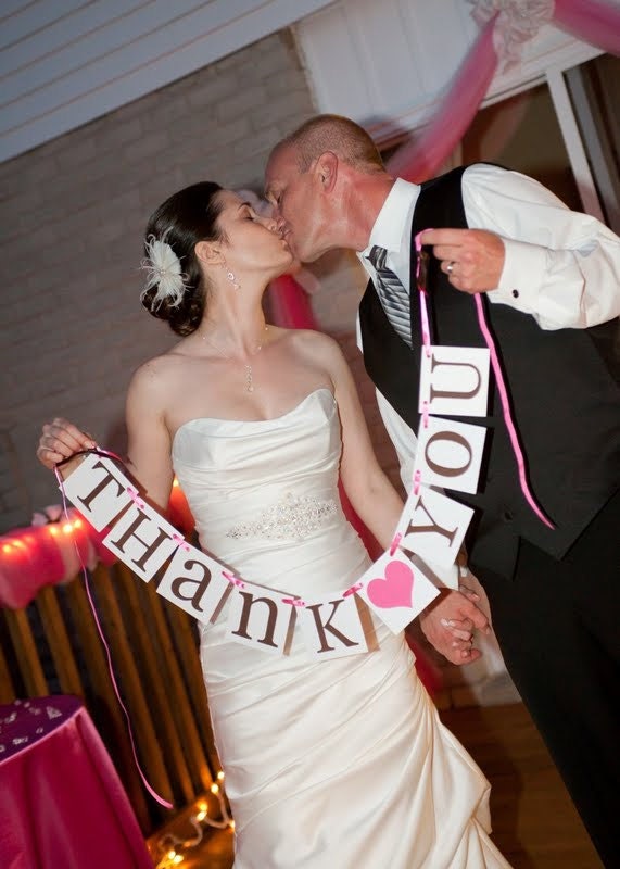 Wedding Thank You Banner Photo Prop Wedding Sign CUSTOMIZE COLORS Word Sign