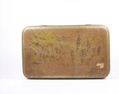 Vintage brown olive tin box
