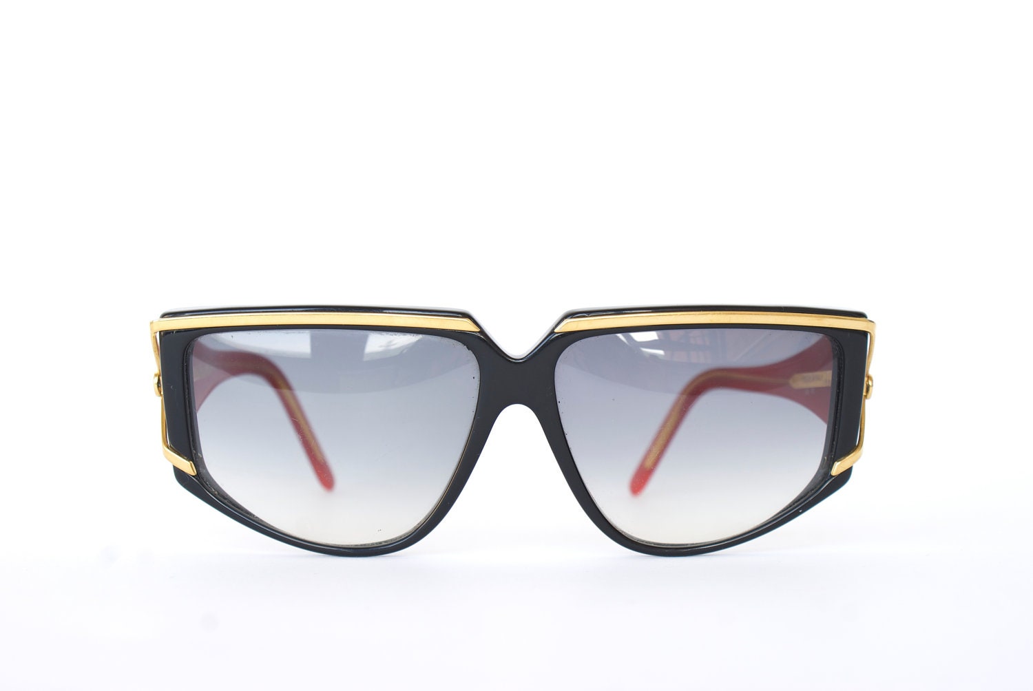 SALE- Vintage Valentino sunglasses, black gold and red, 80s (was 159)