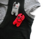 Set of 2 funny monsters Halloween jewelry Felt Monster toys Felt Monster brooches Pocket monster toys