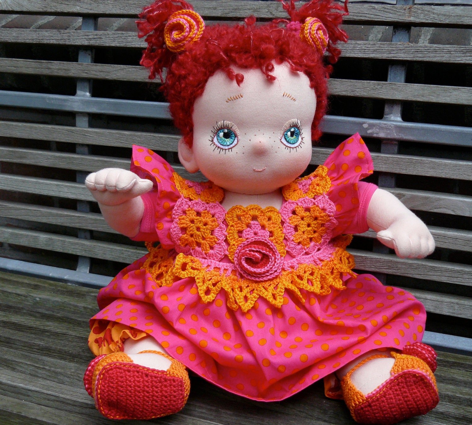 Nienke, a Handcrafted Soft Cloth Baby Doll, to Play and Cuddle with
