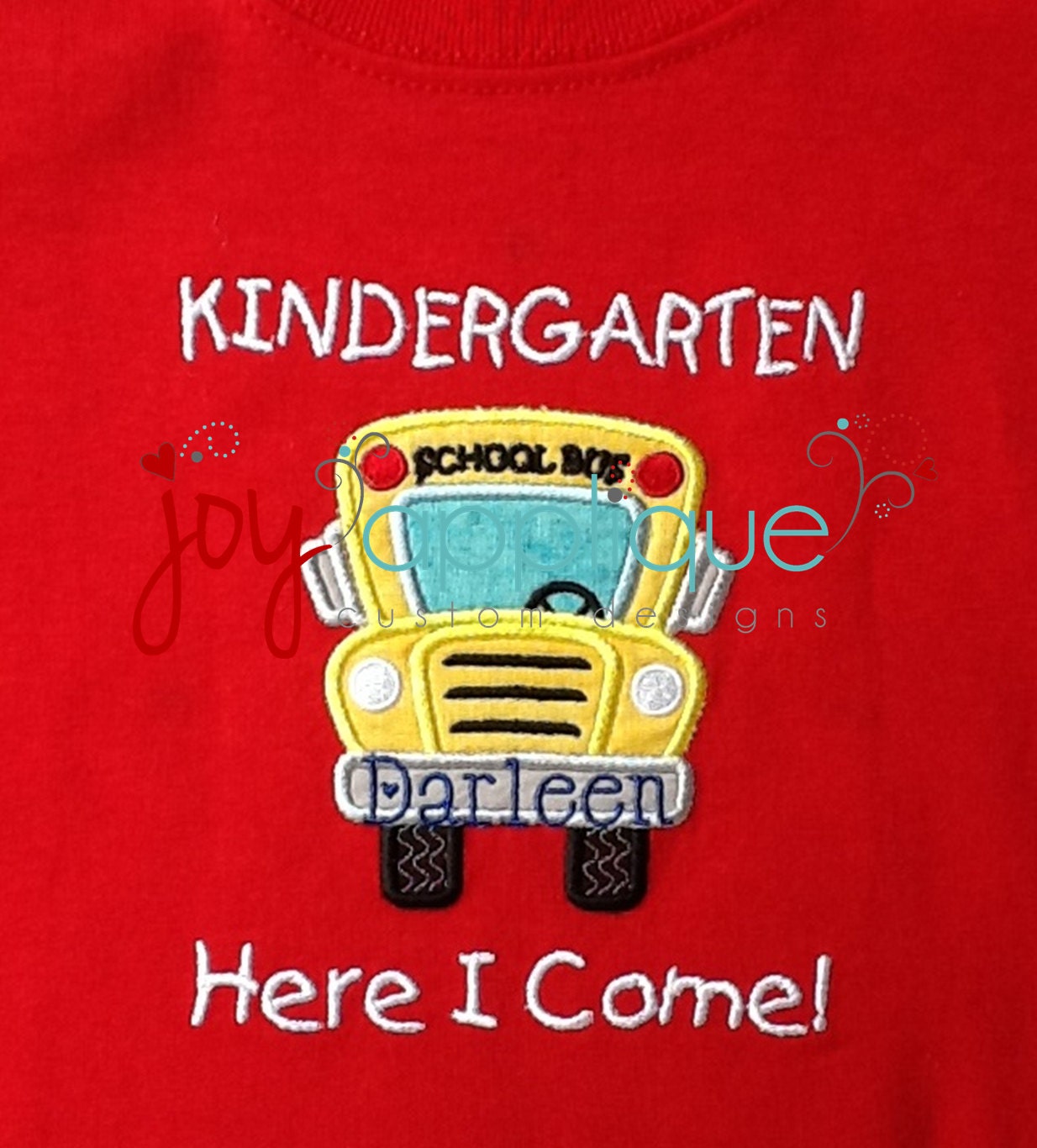 Kindergarten custom tshirt/kinder tshirt/applique tshirt/back to school tshirt/embroidery tshirt/bus tshirt/ school tshirt