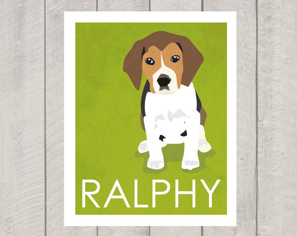 Beagle Art Print - Custom Dog Art - 8x10