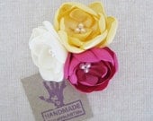 Flower Comb Clip. Pink Yellow Ivory Flower Clip. Flower Hair Accessory. Girl Hair Accessory. Flower Hair Piece.