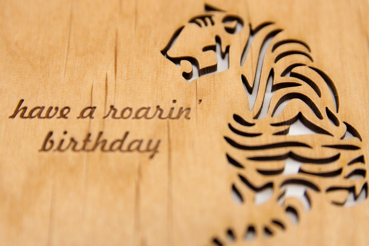 Have a Roarin' Birthday: Tiger Birthday Card (Made from Wood)