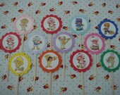 vintage style birthday party cupcake toppers decoration set of 12
