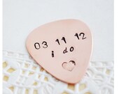 LAST MINUTE Father's Day Groom Gift - I Do Wedding - Custom Guitar Pick - Customized Pick - Hand Stamped - Copper Guitar Pick - I Do