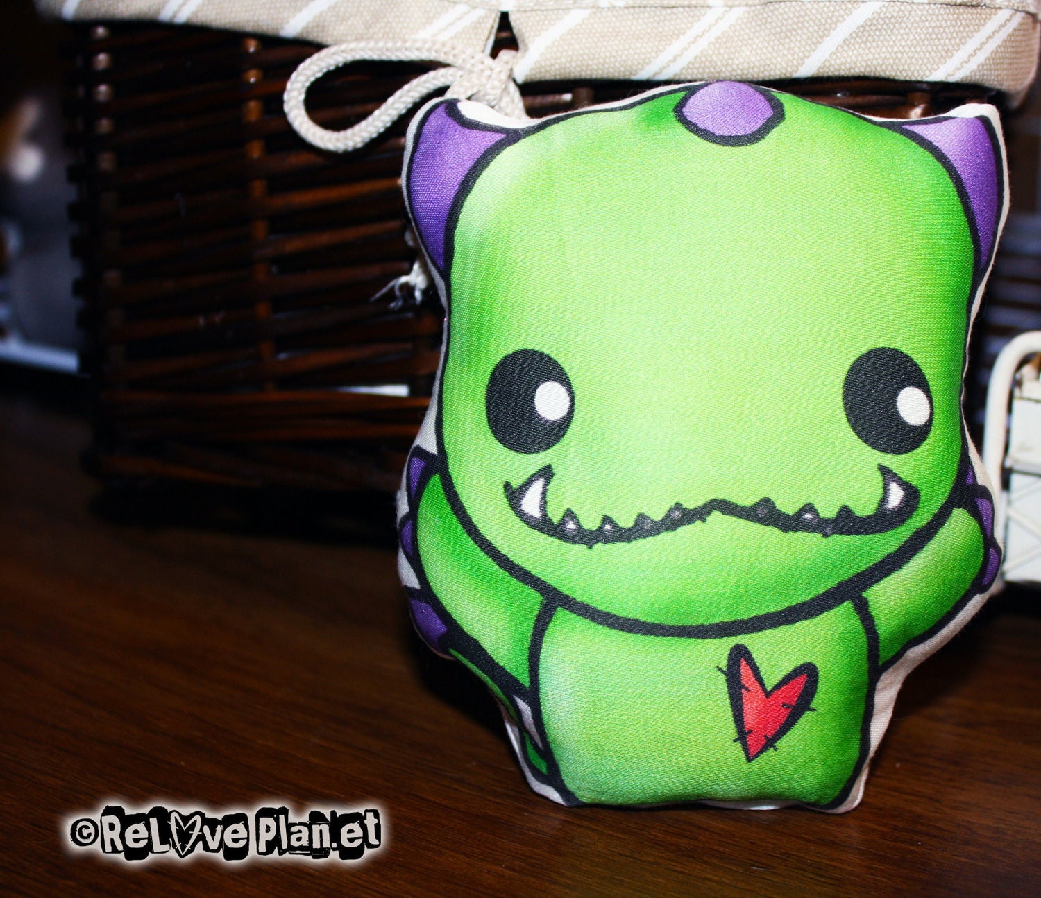Green Monster Plush Animal Pillow - Eco Friendly - Organic - ReLove Plan.et