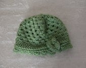 Crocheted Ruffled Hat in Green