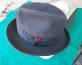 Vintage Mallory Torino Quality Mens Charcoal Fedora Hat in Original Box