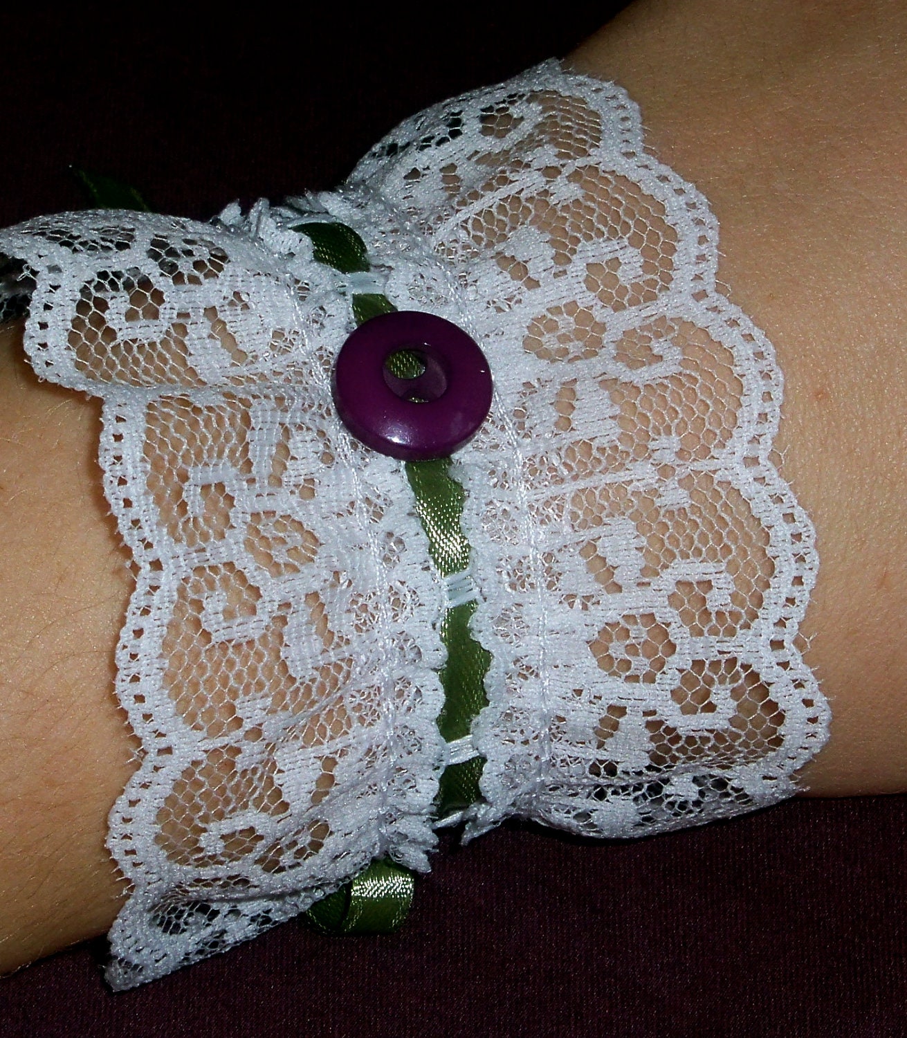 Single Lace Wristlet Green & Purple