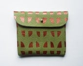 POUCH 02 // sap green leather with copper print