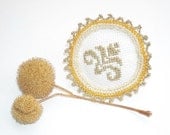 Textile jewelry, hand-embroidered and crochet cross stitch brooch- autumn lilies