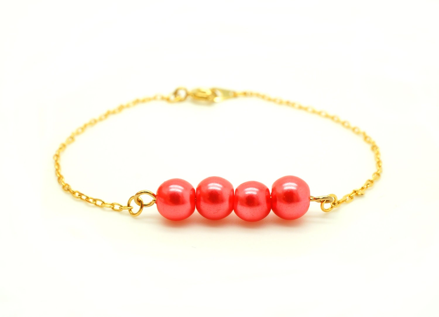 Tangerine Tango Pearl Bar Bracelet
