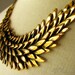 Gold Statement Necklace Fallen Angel - Artisan Made Antiqued Gold Angel Wing Jewelry - Gift For Her