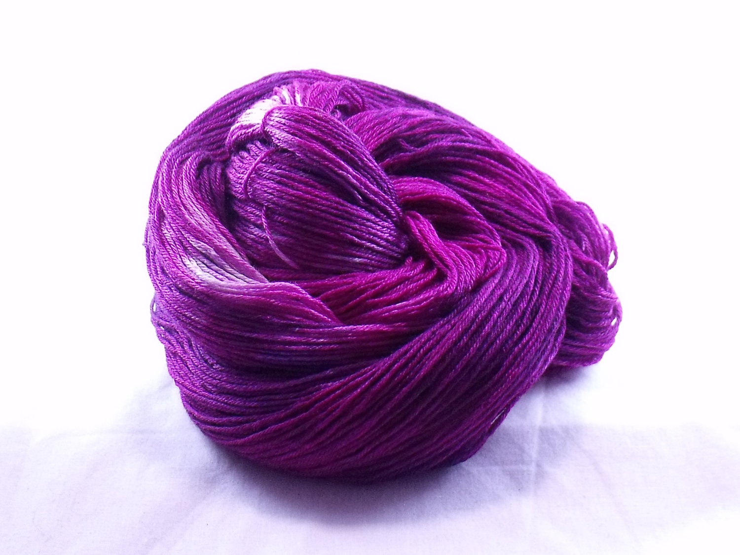Silk Blend Fingering Yarn Hand Dyed in Cover Your Ears, Kittens