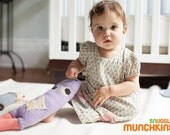 Snuggly munchkins, purple & off white cashmere monster.