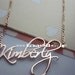 Custom pink gold plated name necklace come with Figaro chain. (Script font)