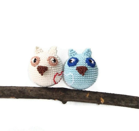 Love Owl with heart Valentine day ornament Crochet animal bird Rattle Woodland Waldorf Nursery/Children's Room Decor Housewares