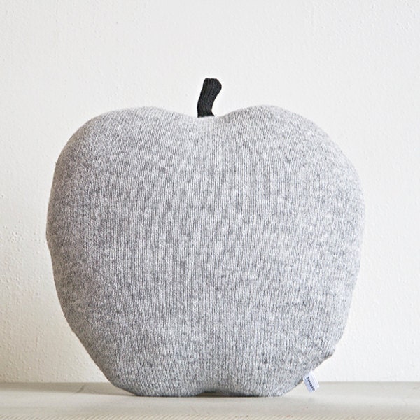 Apple shaped cushion/soft toy - medium size color light grey