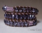 Leather Wrap Bracelet, Purple Sparkle, Magic Unicorn, Boho Chic, Triple Wrap