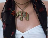 Small  Scarf and Antique bronze  necklace
