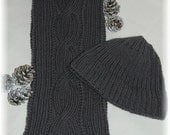 Pure Cashmere: Hand knit Scarf & Hat set/combo for Men