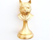 The Wynn - Gold West Yorkshire Terrier Bust - Animal Statue - Faux Taxidermy
