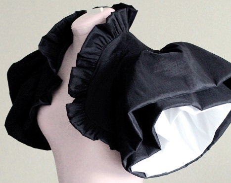 OOAK Black and White Taffeta Bolero Jacket Wedding Bridal Bolero Luxury Bridal Bolero Jacket - S/M-size