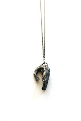 Black shrimp-Rock necklace-blacked silver