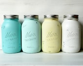 Seaside - SPRING and SUMMER WEDDING and Home Decor - Painted Mason Jars - Vase
