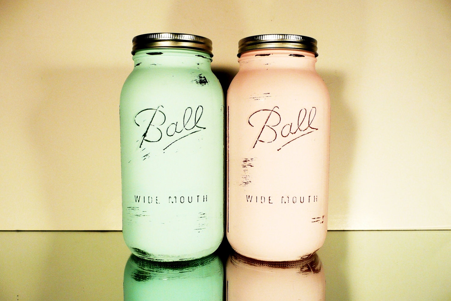 Long Board Love - Spring Wedding Decor - Large Painted Ball Mason Jars