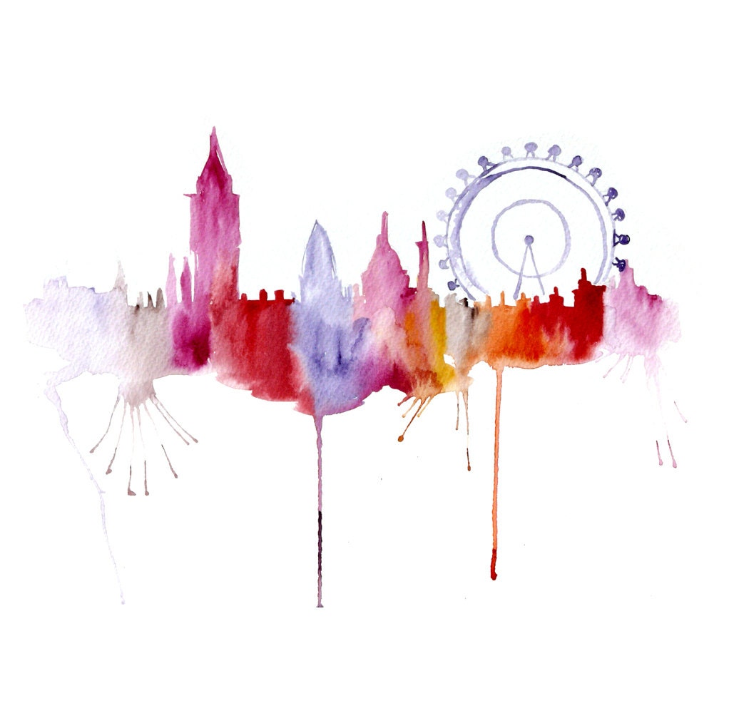 London illustration ART PRINT 13X19  watercolor painting